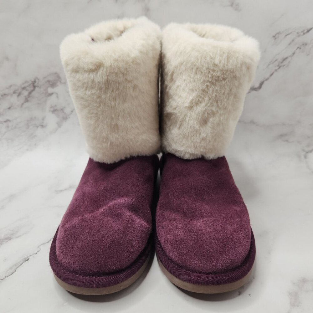 UGG Koolaburra Girls Aubrie Short Purple Boots Faux Fur Lining Youth 2 - Picture 3 of 9